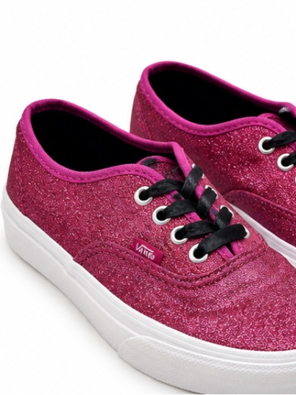 Vans Women's Fuchsia Glitter Lace-Up Canvas Sneakers